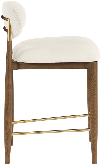Riccio - Fabric Stool - Walnut Frame - Simple Home Plus
