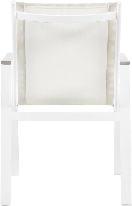 Nizuc - Outdoor Patio Dining Arm Chair With White Frame And Gray Arms (Set of 2) - Simple Home Plus