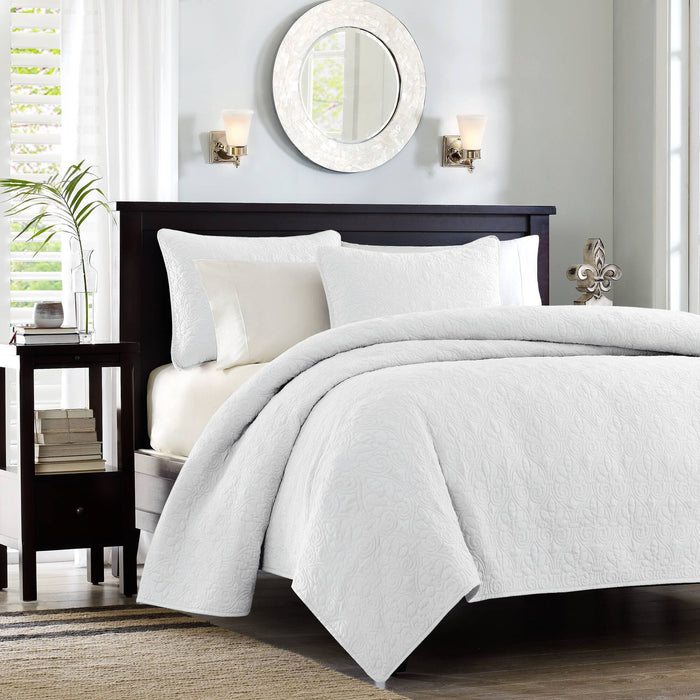 Quebec - King Reversible Coverlet Set - White - Simple Home Plus