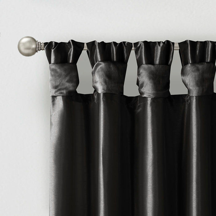 Emilia - Fabric Twist Tab Total Blackout Window Curtain Panel - Black - Simple Home Plus