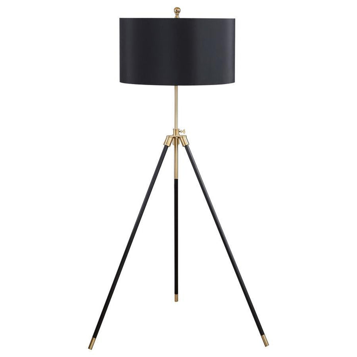Zabka - Drum Shade Metal Tripod Floor Lamp - Black - Simple Home Plus