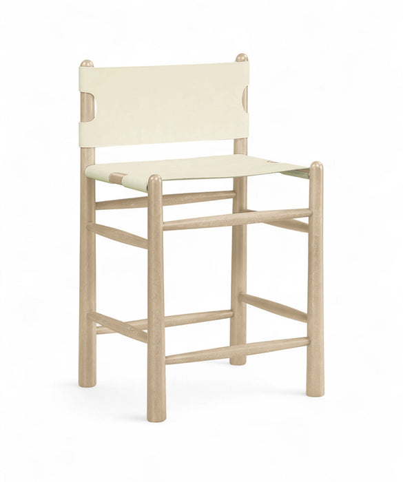 Santos - Upholstered Counter Stool With Stained Natural Base - Simple Home Plus
