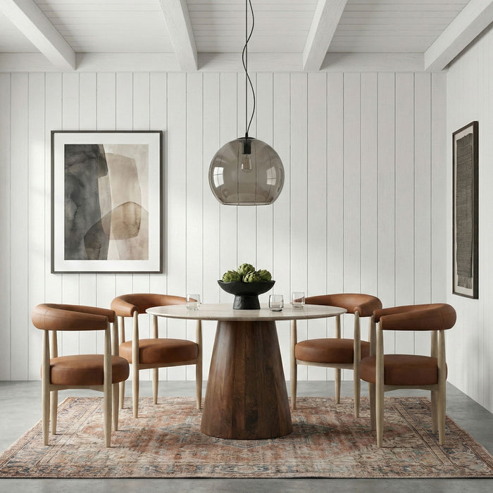 Sable - Vegan Leather Upholstered Dining Chair (Set of 2) - Painted Natural Base - Simple Home Plus