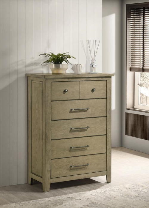 Hazlewood - 5-Drawer Bedroom Chest Of Drawers - Vineyard Oak - Simple Home Plus
