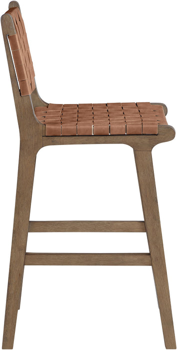 Entwine - Vegan Leather Upholstered Counter Stool - Painted Brown - Simple Home Plus