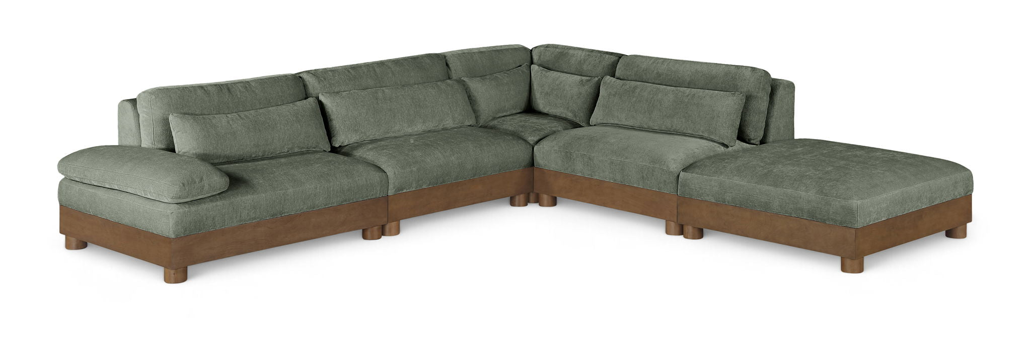 Turin - Chenille Fabric Upholstered Modular Sectional - Green - Simple Home Plus