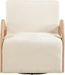 Neria - Chenille Fabric Upholstered Swivel Accent Chair - Cream / Painted Natural - Simple Home Plus