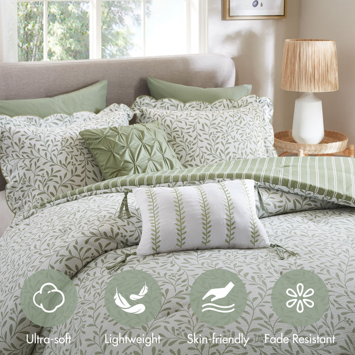 Darcy - 5 Piece King Print Comforter Set - Sage Green - Simple Home Plus