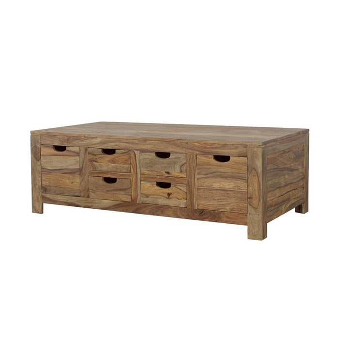 Esther - 6-Drawer Solid Wood Coffee Table - Natural - Simple Home Plus