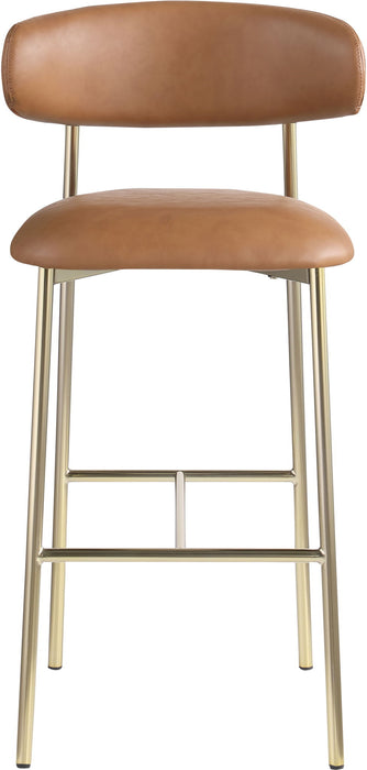 Lupita - Vegan Leather Upholstered Bar Stool With Brushed Gold Frame (Set of 2) - Simple Home Plus