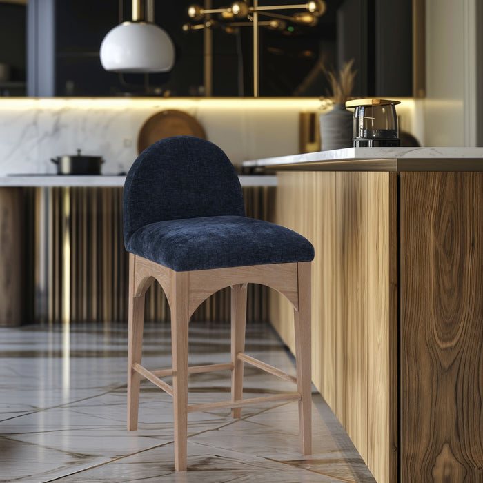 Waldorf - Chenille Stool With Natural Legs - Simple Home Plus