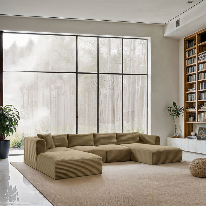 Shaggy - 5 Piece Modular Sectional With Chaise And Ottoman - Simple Home Plus