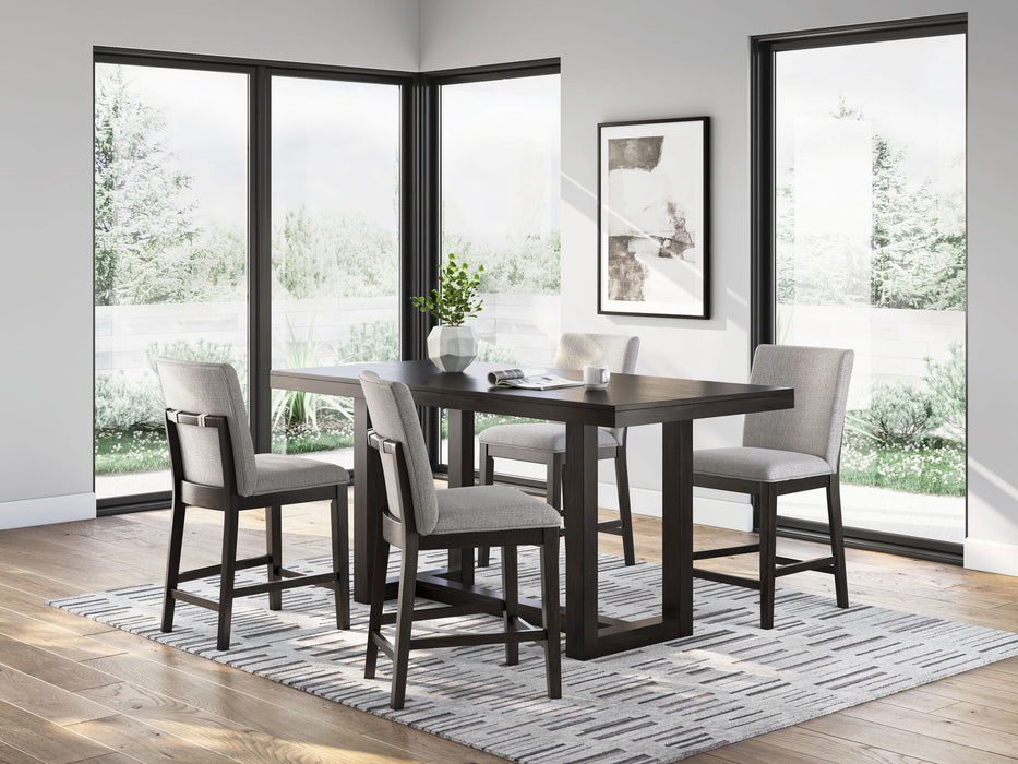Neymorton - Dark Grayish Brown - 5 Pc. - Rectangular Dining Room Counter Table, 4 Barstools - Simple Home Plus