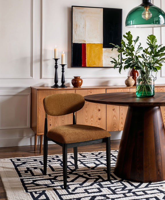 Riccio - Fabric Dining Side Chair (Set of 2) - Black And Gold Frame - Simple Home Plus
