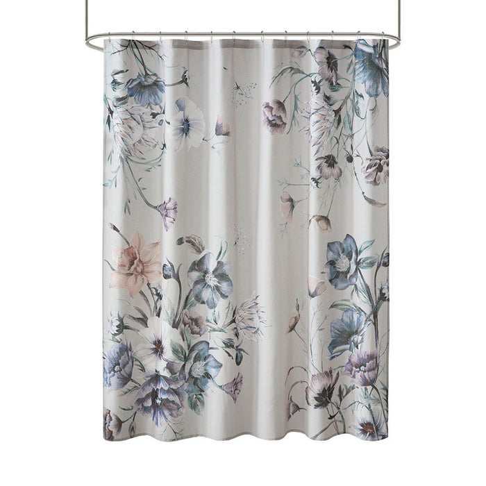 Cassandra - Printed Shower Curtain - Blue - Simple Home Plus