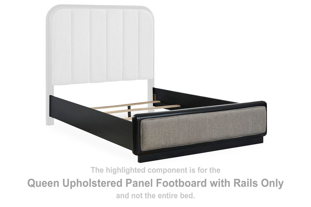 Rowanbeck - Queen Upholstered Panel Footboard With Rails - Gray / Black - Simple Home Plus