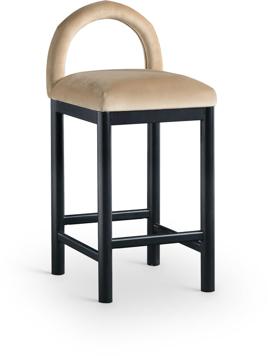 Conrad - Velvet Counter Stool With Black Legs - Simple Home Plus