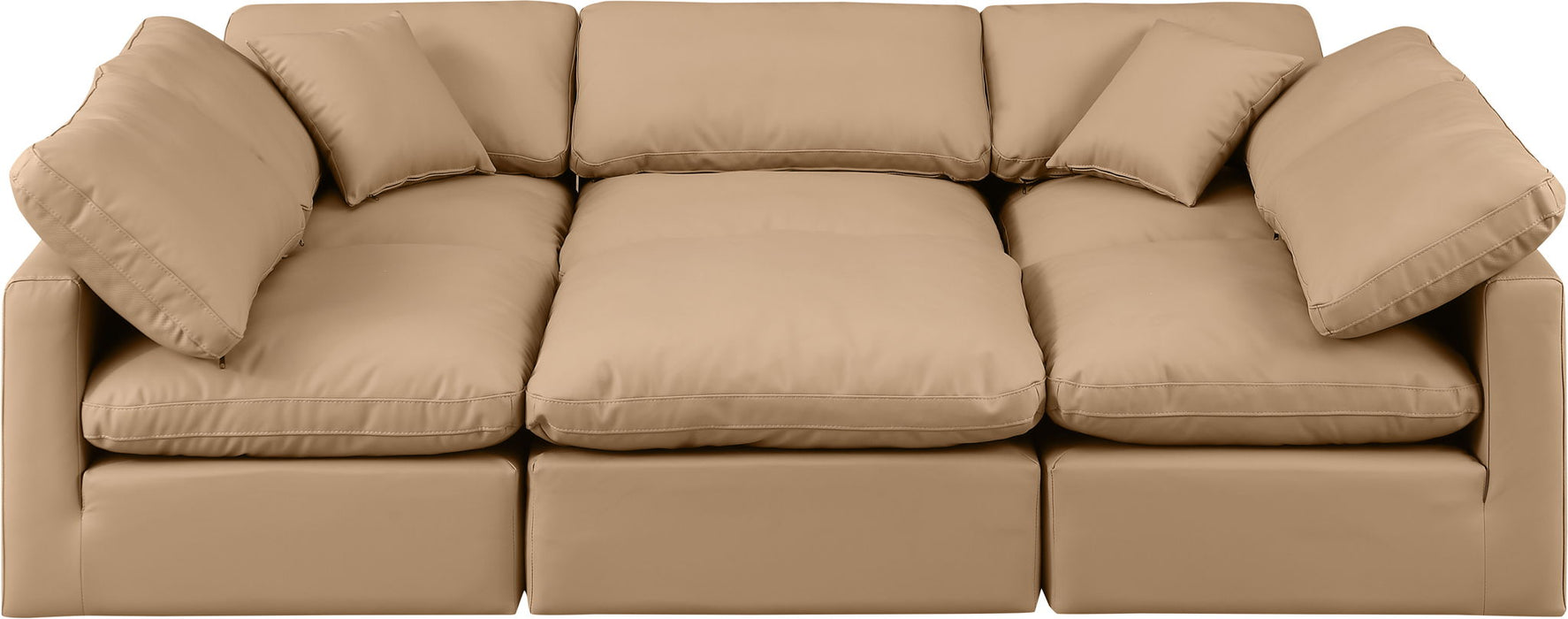 Indulge - Faux Leather 6 Piece Modular Sectional - Tan - Simple Home Plus