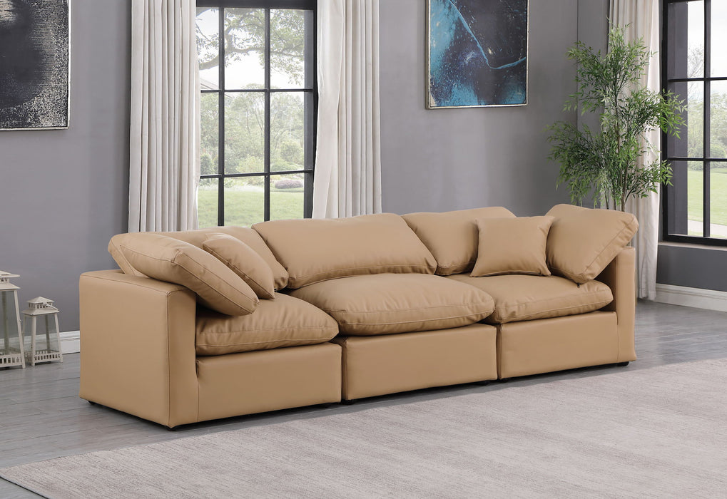 Indulge - Faux Leather 3 Piece Modular Sofa - Tan - Simple Home Plus
