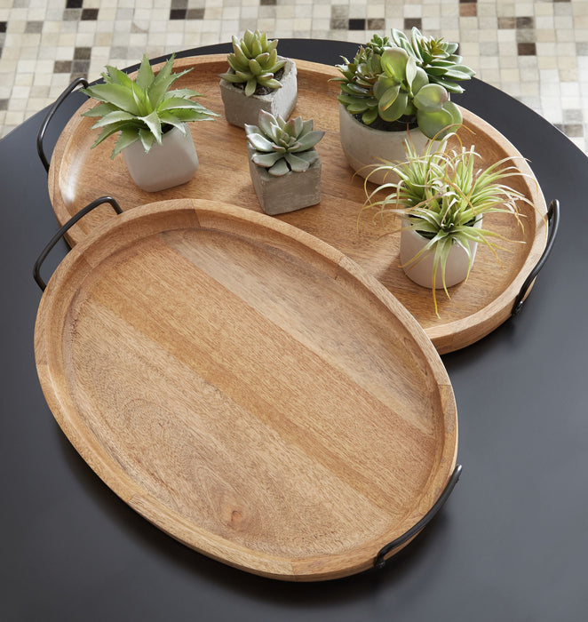 Jocelyne - Brown / Black - Tray Set (Set of 2) - Simple Home Plus