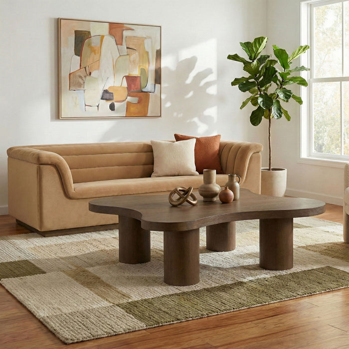Cove - 48" Oak Veneer And Solid Wood Coffee Table - Simple Home Plus