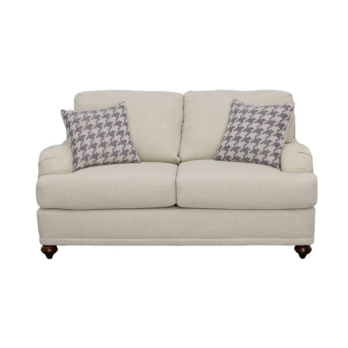 Glenn - Upholstered English Arm Loveseat - Light Gray And Blue - Simple Home Plus