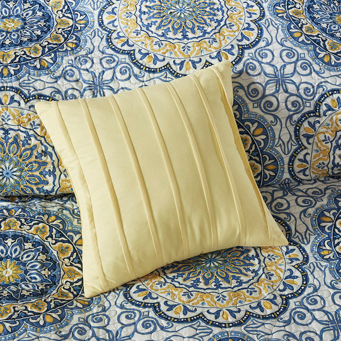 Tangiers - King 6 Piece Reversible Coverlet Set - Blue - Simple Home Plus