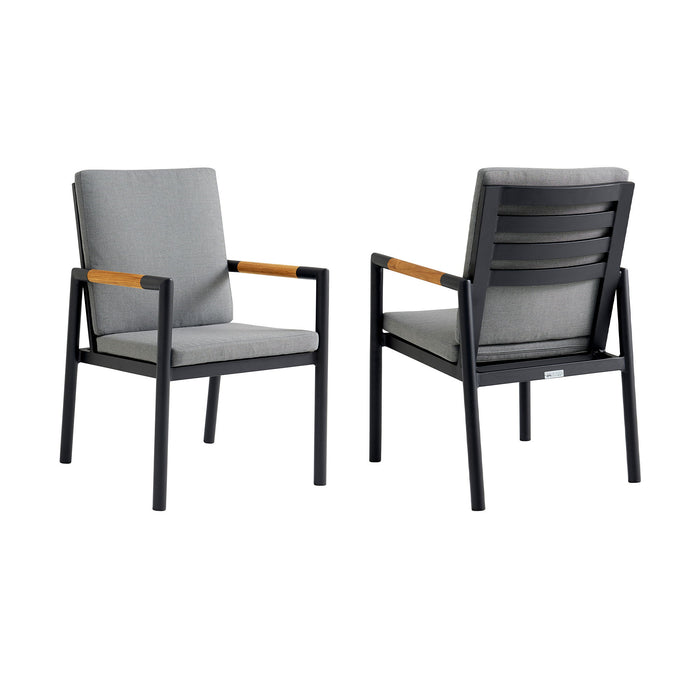 Crown - Outdoor Dining Chair (Set of 2) - Black / Teak - Simple Home Plus