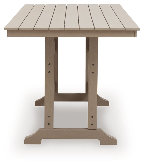 Seacliff Beach - Rectangular Counter Height Dining Table With Umbrella Option - Medium Brown - Simple Home Plus