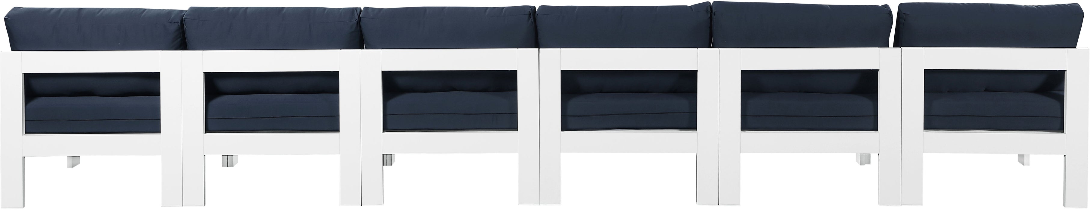 Nizuc - Outdoor Patio 6 Seat Armless Modular Sofa With White Frame - Simple Home Plus