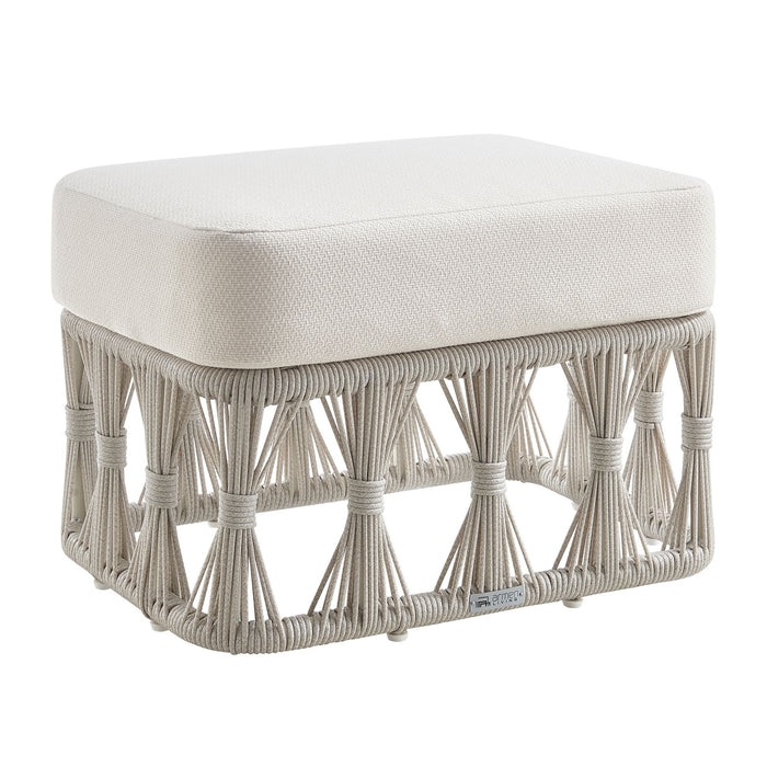 Breeze - Cream Metal Outdoor Ottoman With Cushions - Pearl