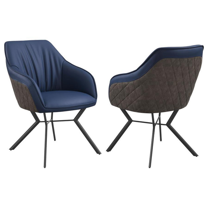 Mayer - Upholstered Dining Arm Chair (Set of 2) - Blue - Simple Home Plus