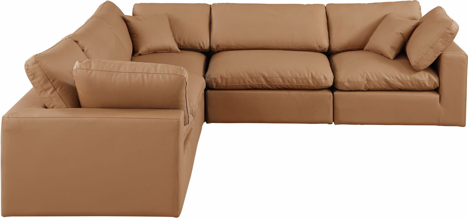 Comfy - 5 Piece Faux Leather Modular Corner Sectional - Simple Home Plus