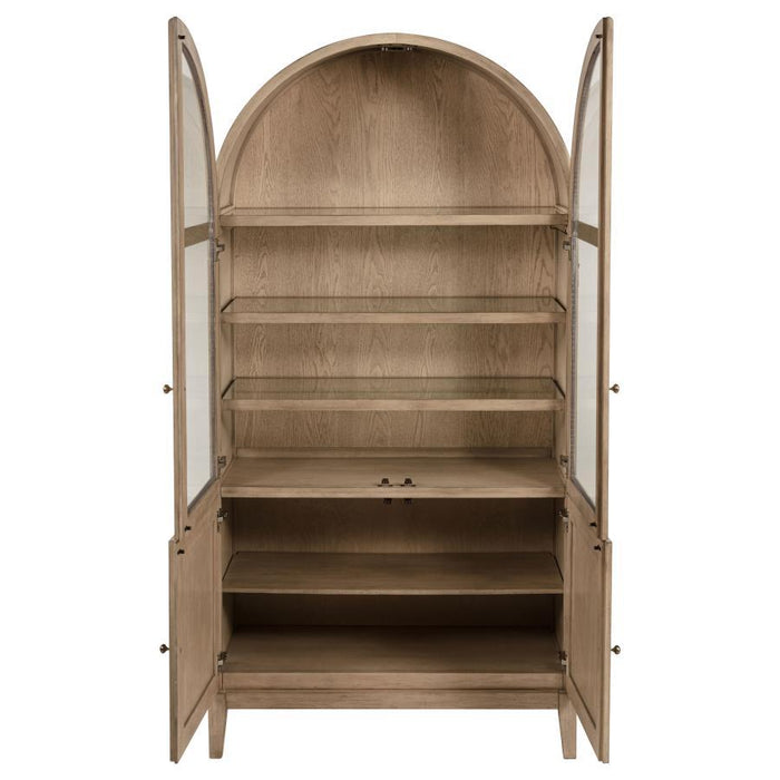 Kailani - 4-Door Cane Dining Vitrine Display Cabinet - Beige Oak - Simple Home Plus