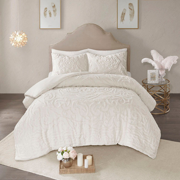 Laetitia - 3-Piece Tufted Medallion Duvet Cover Set - Off White - Simple Home Plus