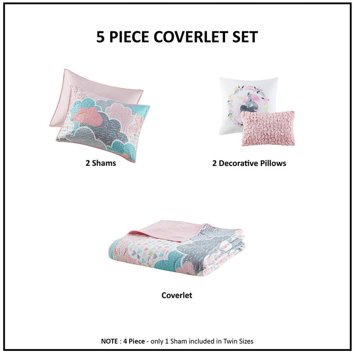 Cloud - Reversible Coverlet Set - Pink