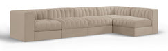 Rummi - Velvet Performance Fabric Upholstered 5 Piece Modular Sectional, L-Shaped (Right) - Simple Home Plus