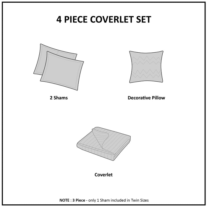 Ronan - 4 Piece Coverlet Set - Blue - Simple Home Plus