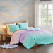 Glimmer - Twin Metallic Glitter Printed Reversible Duvet Cover Set - Aqua - Simple Home Plus
