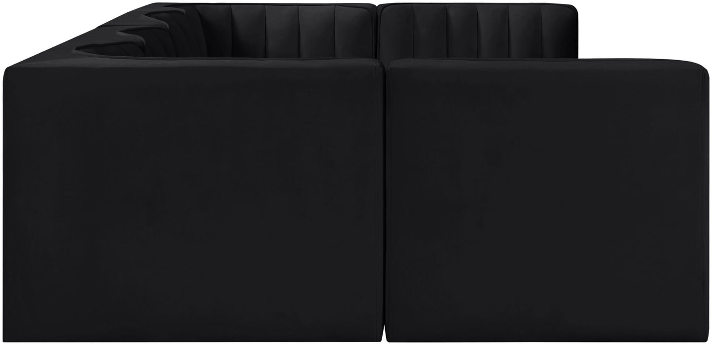 Rummi - Armless Velvet Performance Fabric Upholstered 6 Piece Modular Sectional - Simple Home Plus