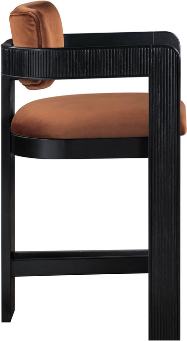 Sacha - Velvet Stool With Black Base - Simple Home Plus