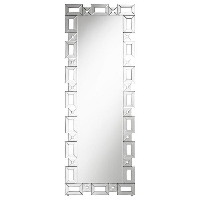 Tavin - Geometric Frame Standing Mirror - Silver - Simple Home Plus