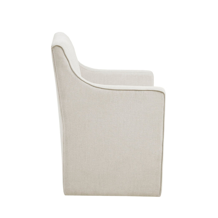 Charlotte - Slipcover Dining Arm Chair With Casters - Cream - Simple Home Plus