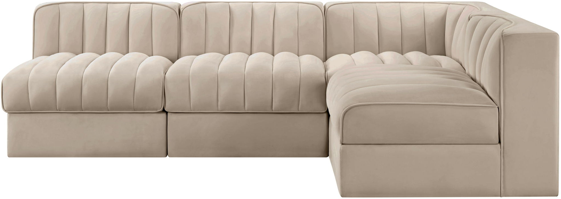 Rummi - Armless Velvet Performance Fabric Upholstered 4 Piece Modular Sectional - Simple Home Plus
