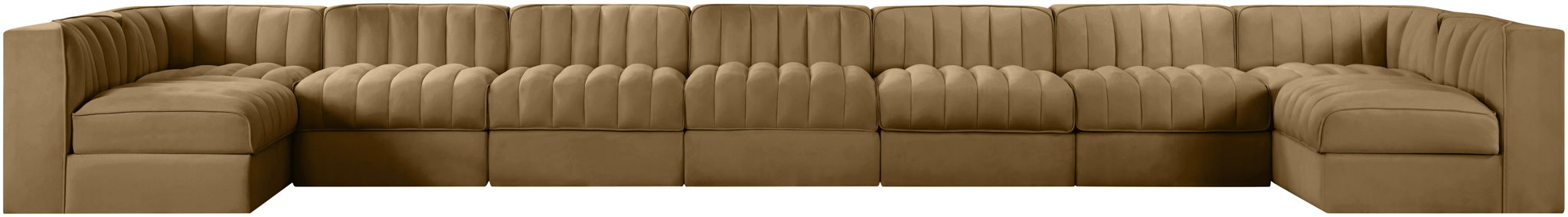 Rummi - Armless Velvet Performance Fabric Upholstered 9 Piece Modular Sectional - Simple Home Plus