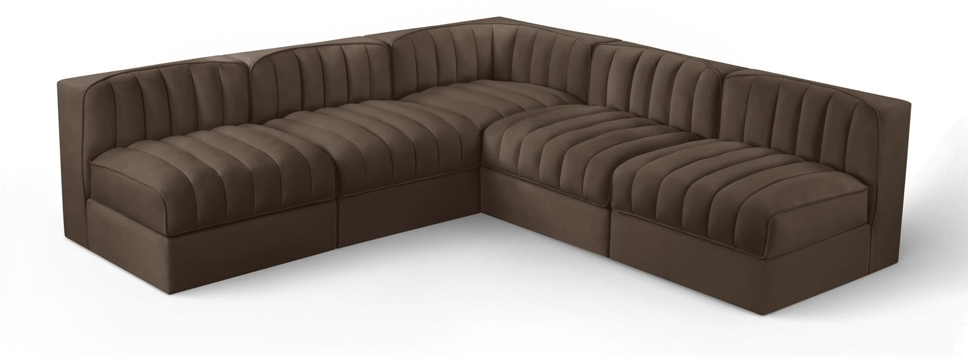 Rummi - Armless Velvet Performance Fabric Upholstered 5 Piece Modular Sectional - Simple Home Plus
