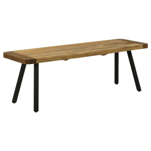 Maverick - Wood Dining Bench - Natural Mango And Black - Simple Home Plus