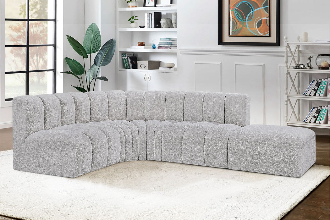 Arc - Boucle Fabric 5 Piece Corner Modular Sofa - Simple Home Plus