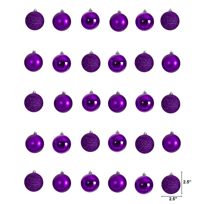 30 Count 2.5" Shatterproof Ornament Set w