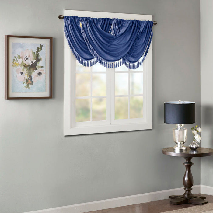 Elena - Waterfall Embellished Valance - Navy - Simple Home Plus